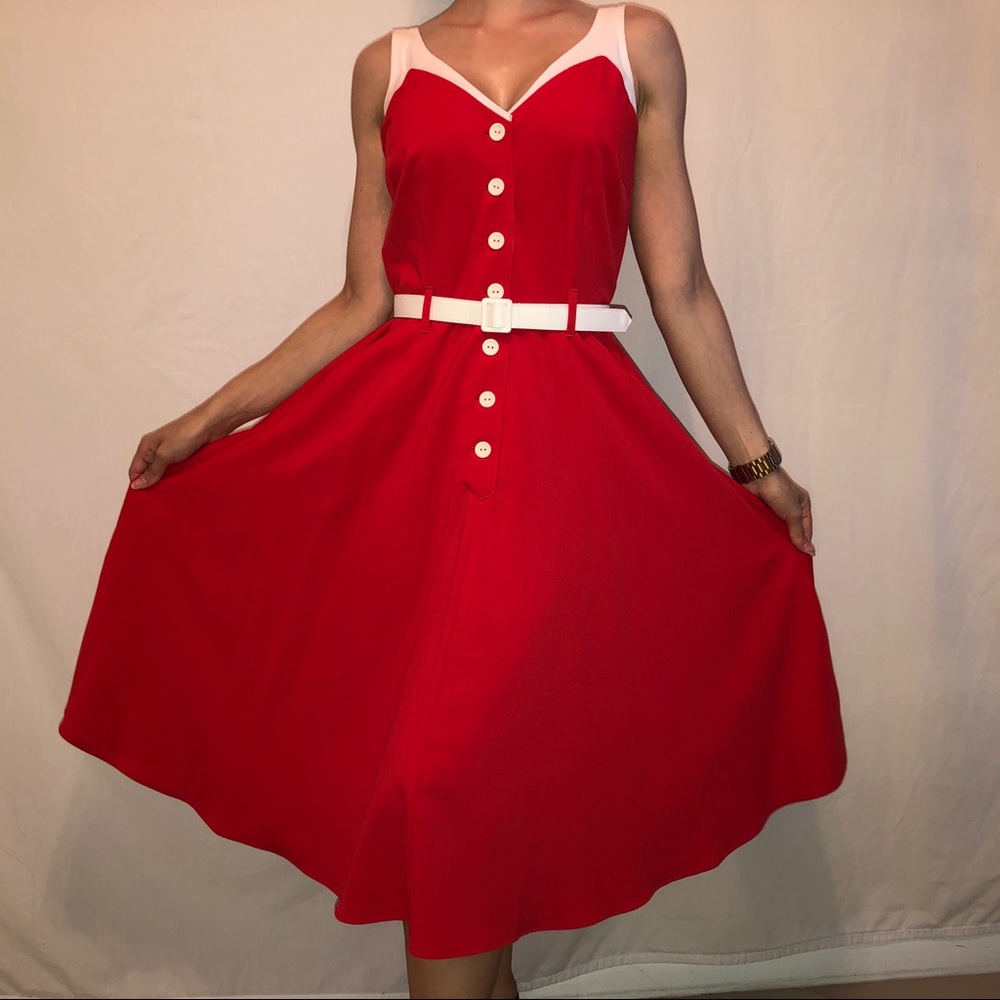 Tatyana Pinup red circle swing retro 50s d…